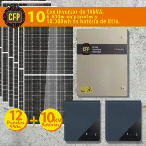 CFP 10kVA, 12 paneles 550W y 2 batería de litio de 5kVA cada una